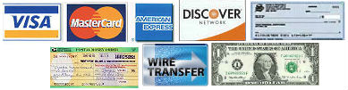 We Accept Major Credit Cards,Checks,Money Orders,Bank Transfers,Cash
